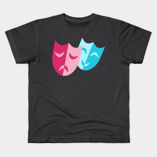 Theatrical blue mask smiles and red cry Kids T-Shirt